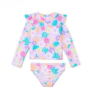 NWT Piece Long-Sleeve Ruffle Rashguard Set for Toddlers, LavenderTouch size: 12M